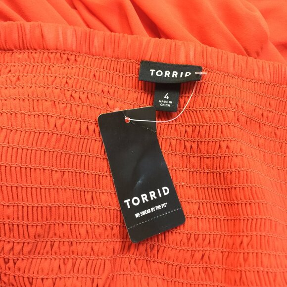 New! Torrid Maxi Tank Dress 4X Plus Orange Chiffon Embroidered Cross Back - Picture 2 of 15